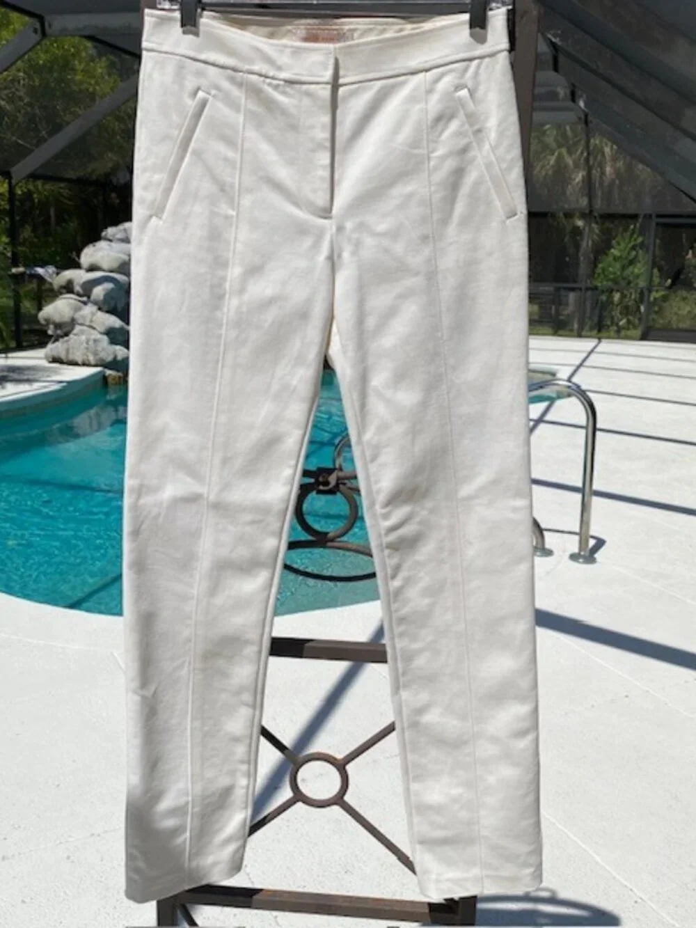 Tory Burch Vanner Pants Women's Cropped Ankle Cream Size 2